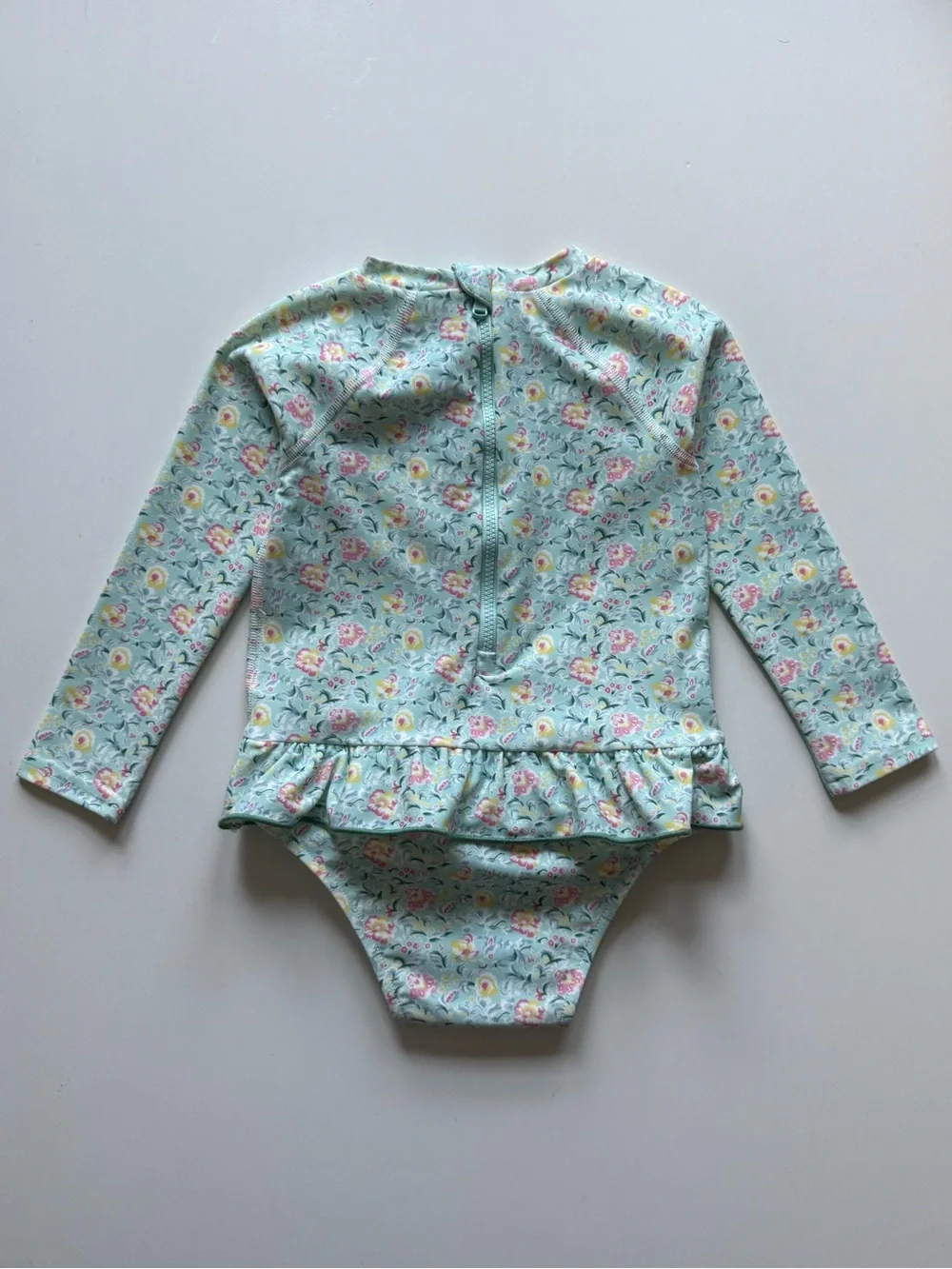 Ralph Lauren Baby Girl Floral Ruffled One-Piece Rashguard Swimsuit - Size 18-24M